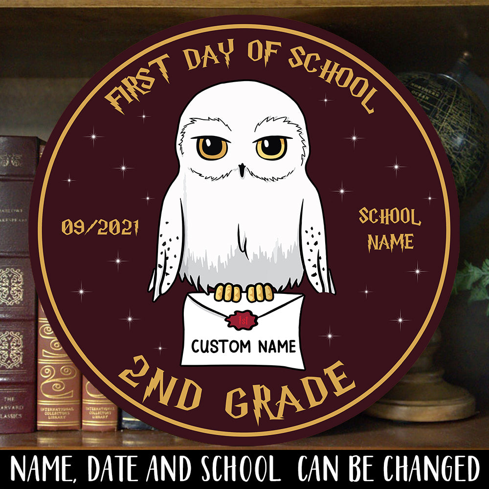 89Customized First day of school letter personalized wood sign