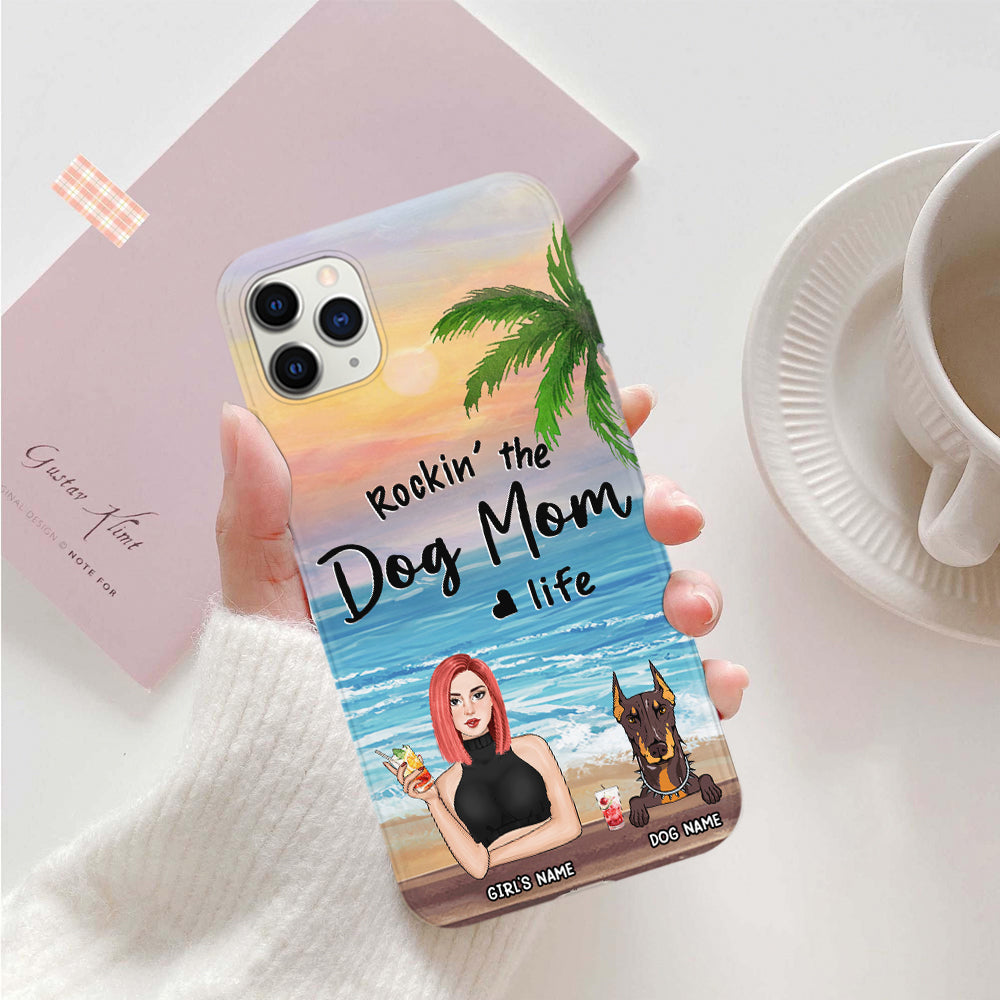 89Customized Rockin' the dog mom life Girl and Dog Customized Phone Case