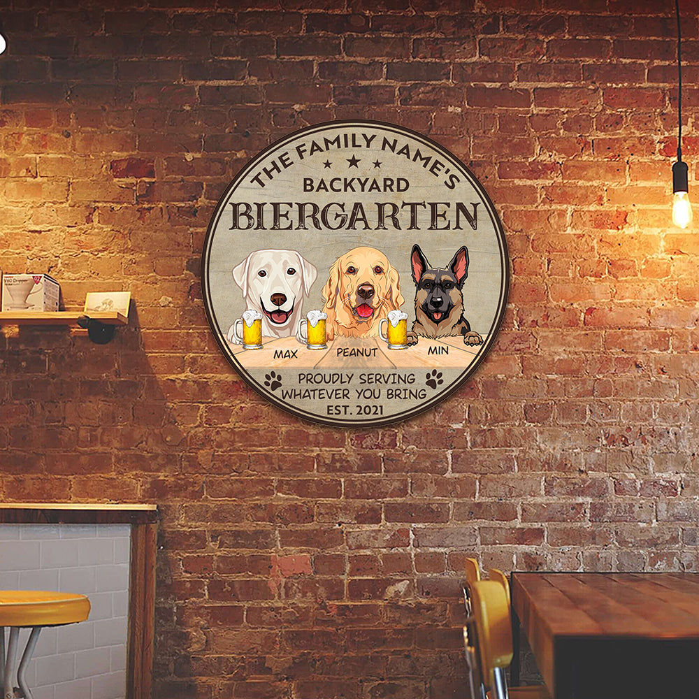 89Customized backyard Beer Garden and Dogs Customized Wood Sign