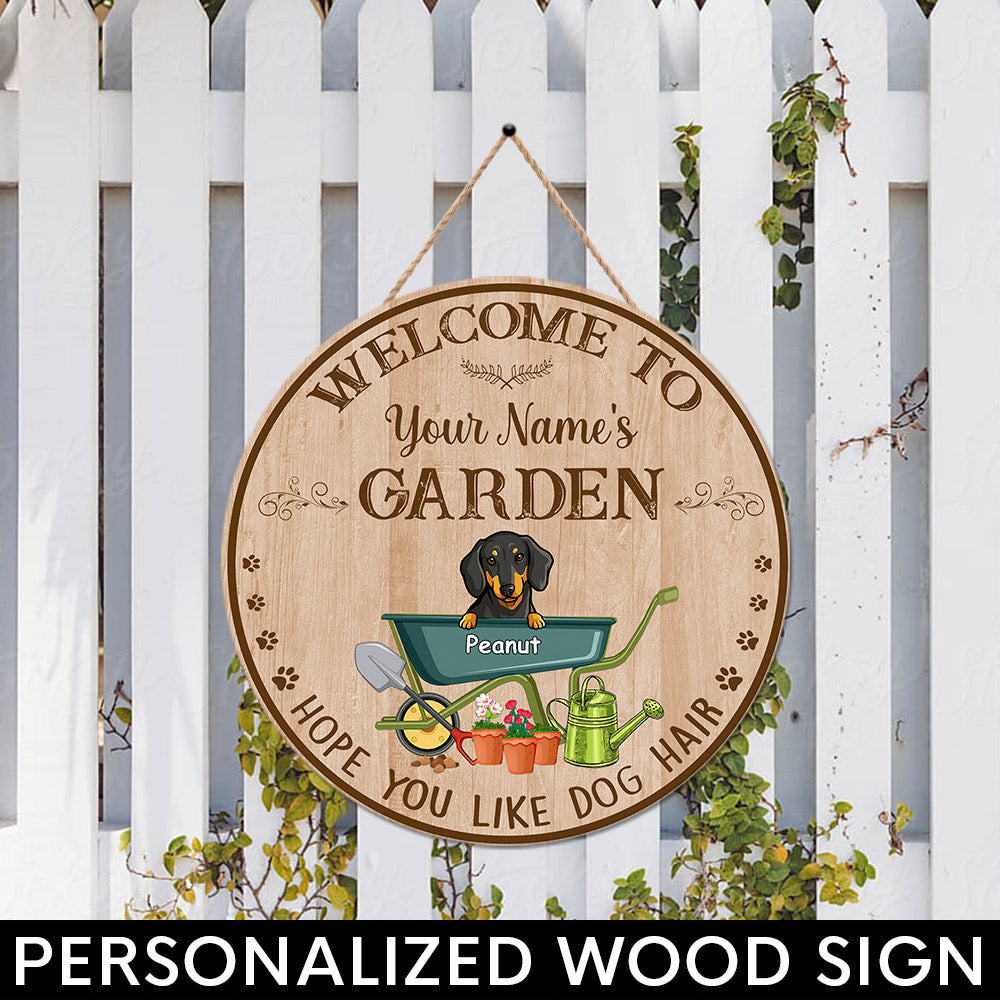 89Customized Personalized Wood Sign Gardening Welcome Dog