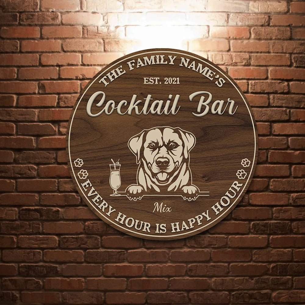 89Customized Cocktail bar every hour is happy hour 2 Customized Wood Sign