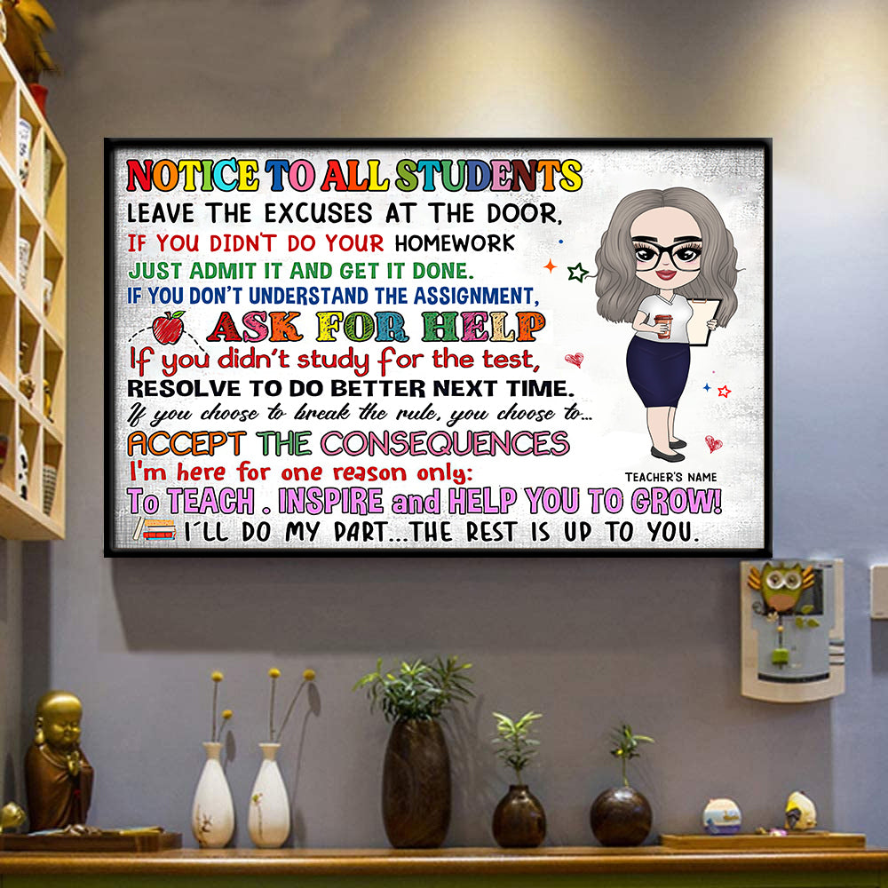 89Customized I'm here to teach inspire and help you to grow Customized Horizontal Poster
