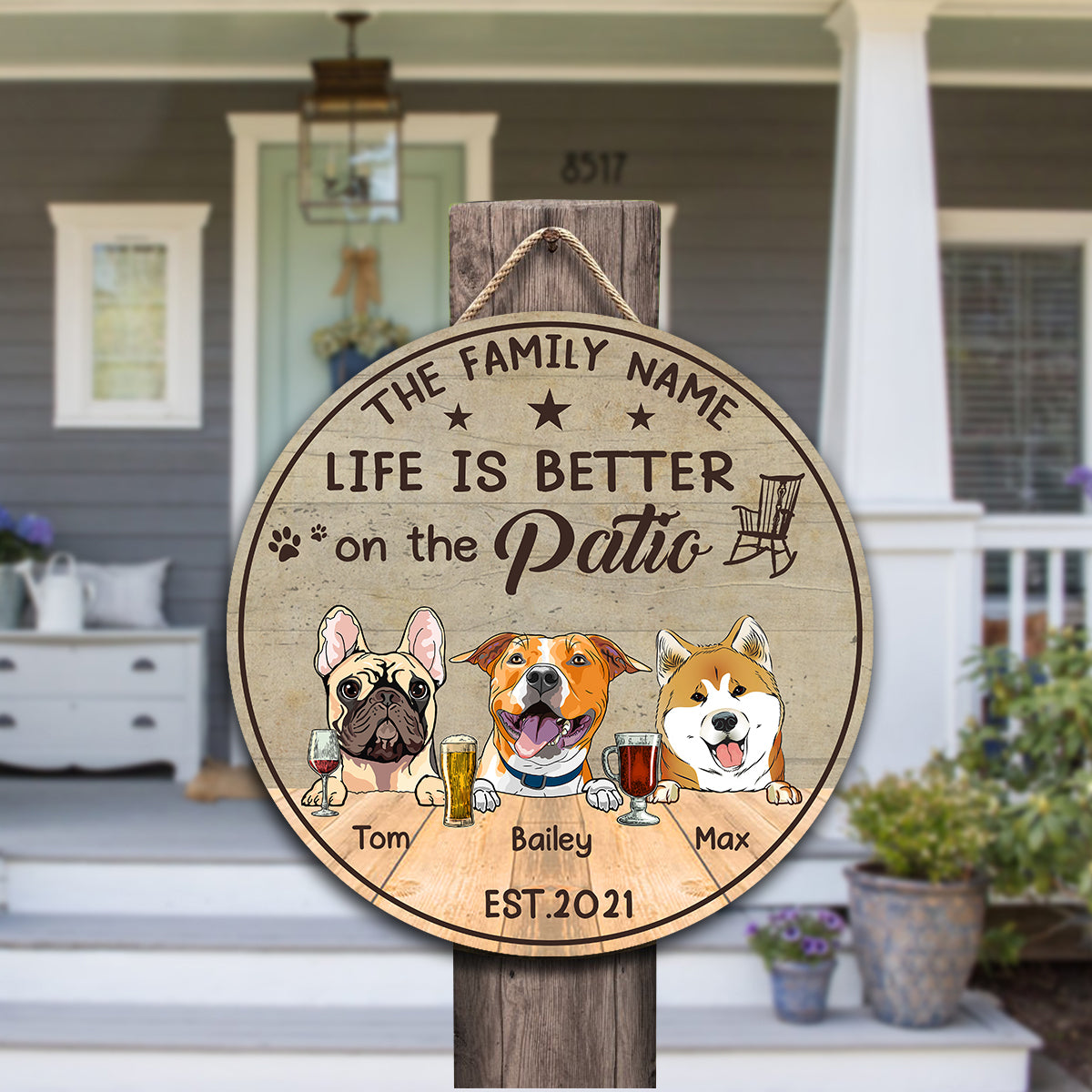 89Customized Life is better on the Porch Dog Customized Wood Sign
