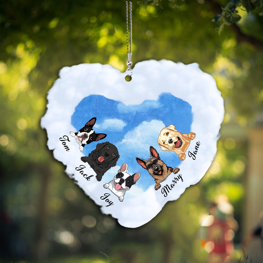 89Customized A piece of my heart lives in heaven Dog Memorial Car Ornament 2 Sides