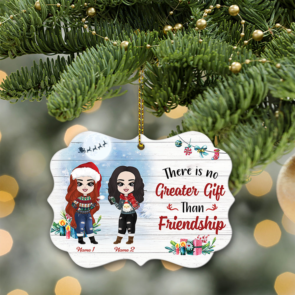 89Customized There is no greater gift than friendship Chibi girl Personalized Ornament