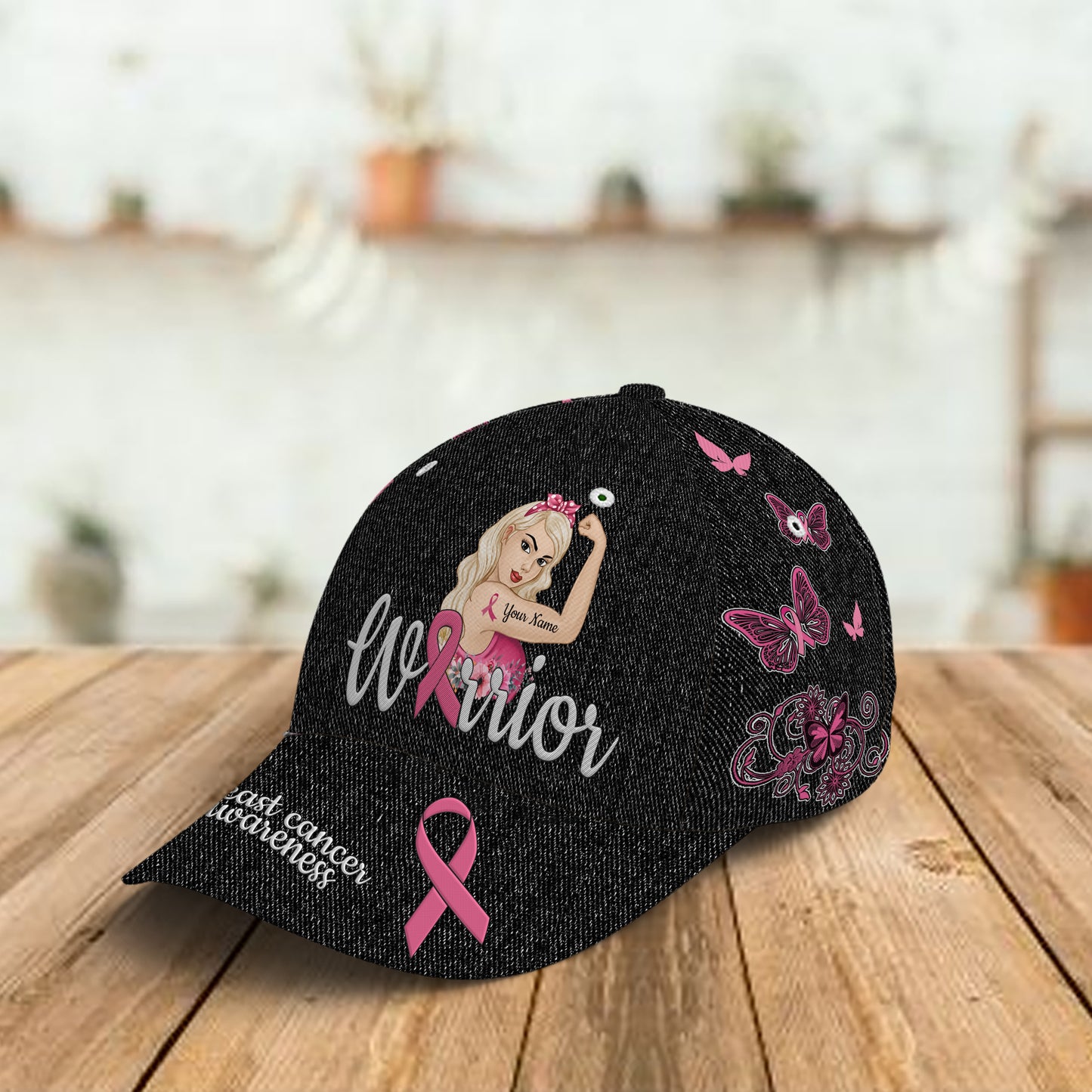 89Customized Breast cancer warrior strong woman personalized 3D cap