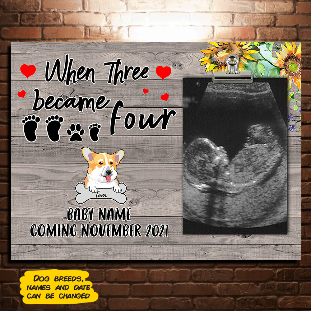 89Customized When three became four annoucement gift personalized photo clip frame
