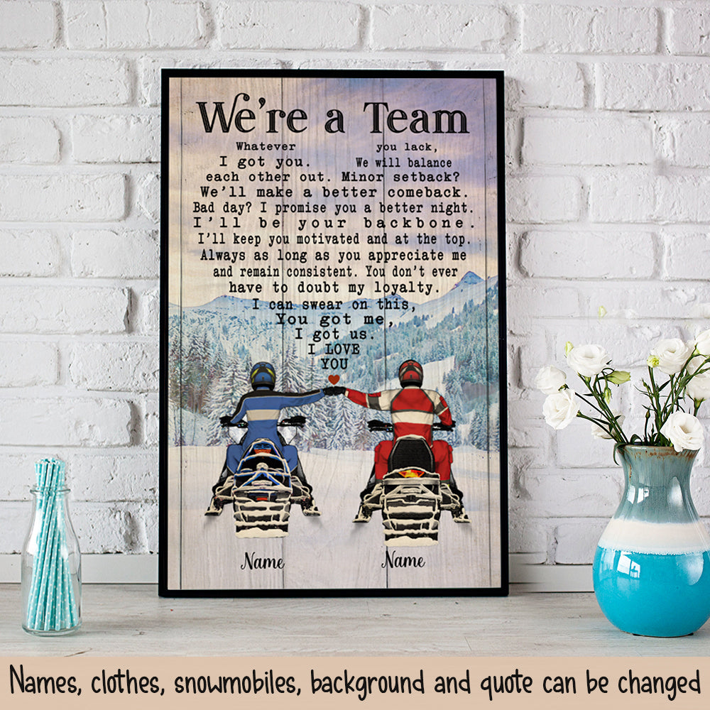 89Customized Snowmobiling Couple Personalized Poster 4