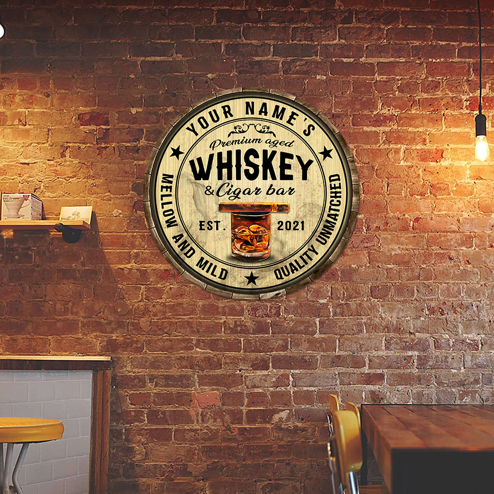 89Customized Whiskey & Cigar Bar Mellow and MildCustomized Wood Sign