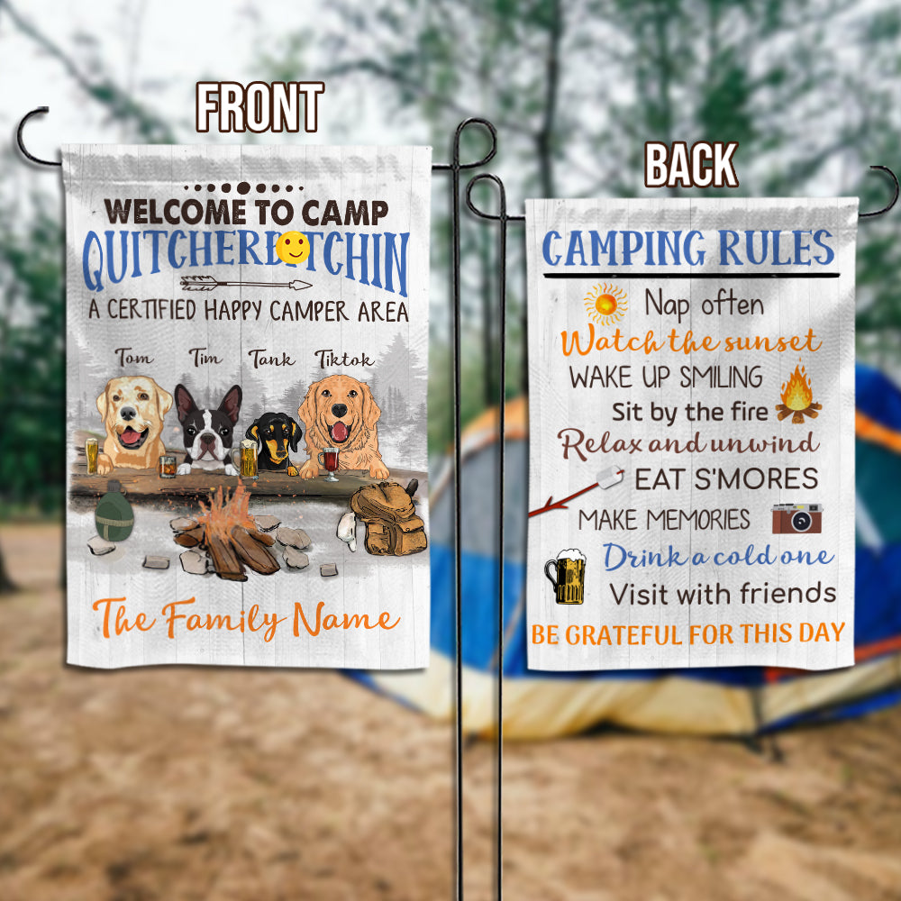 89Customized Personalized 2 Sided Flag Camping Rules Dog