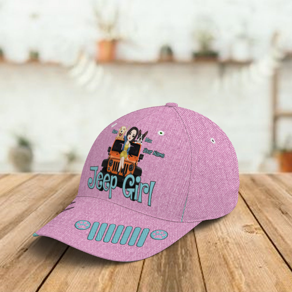 89Customized Jeep Girl Chibi & dog Customized Cap