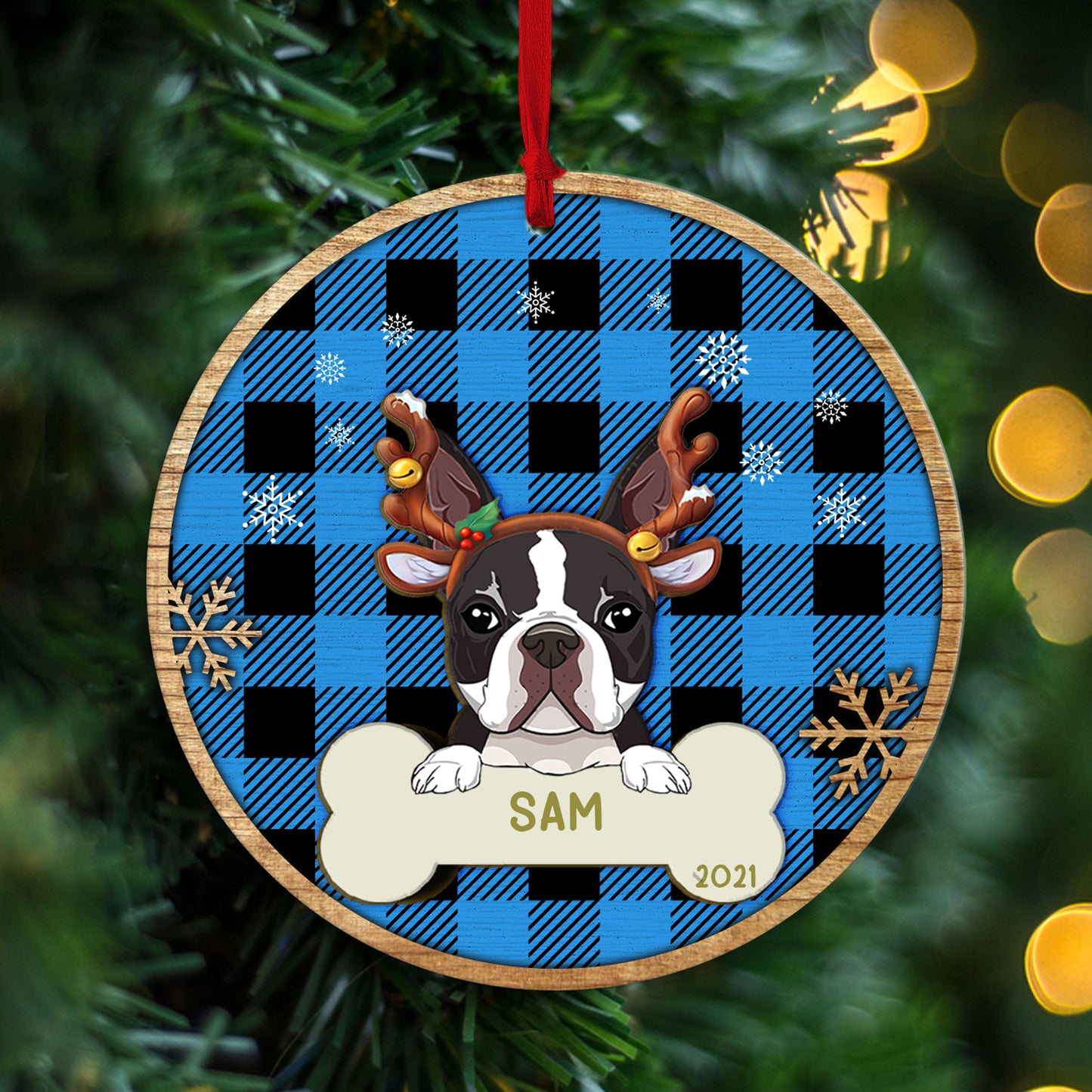 89Customized Christmas Bone Personalized Dog Ornament
