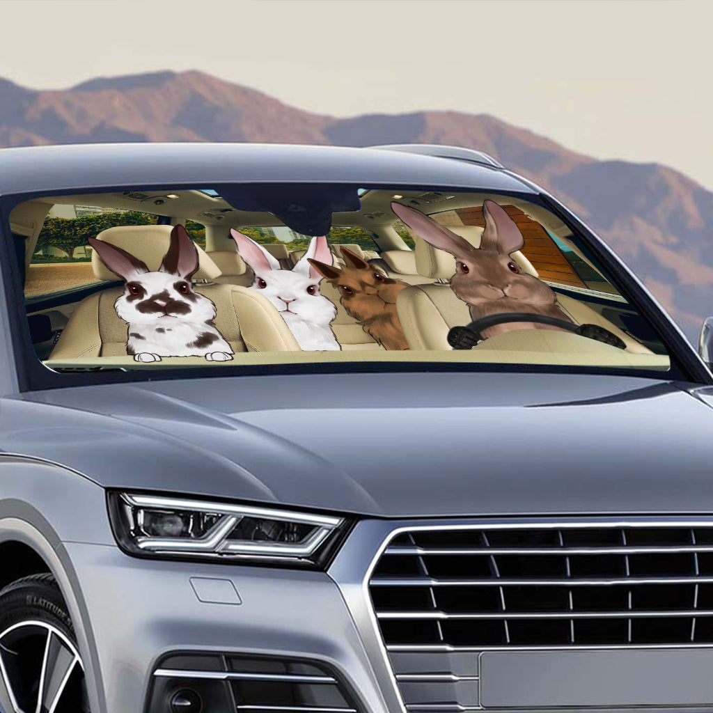 89Customized Rabbit Lovers Personalized Car Sun Shade