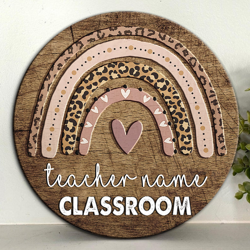 89Customized Leopard pattern Teacher personalied wood sign