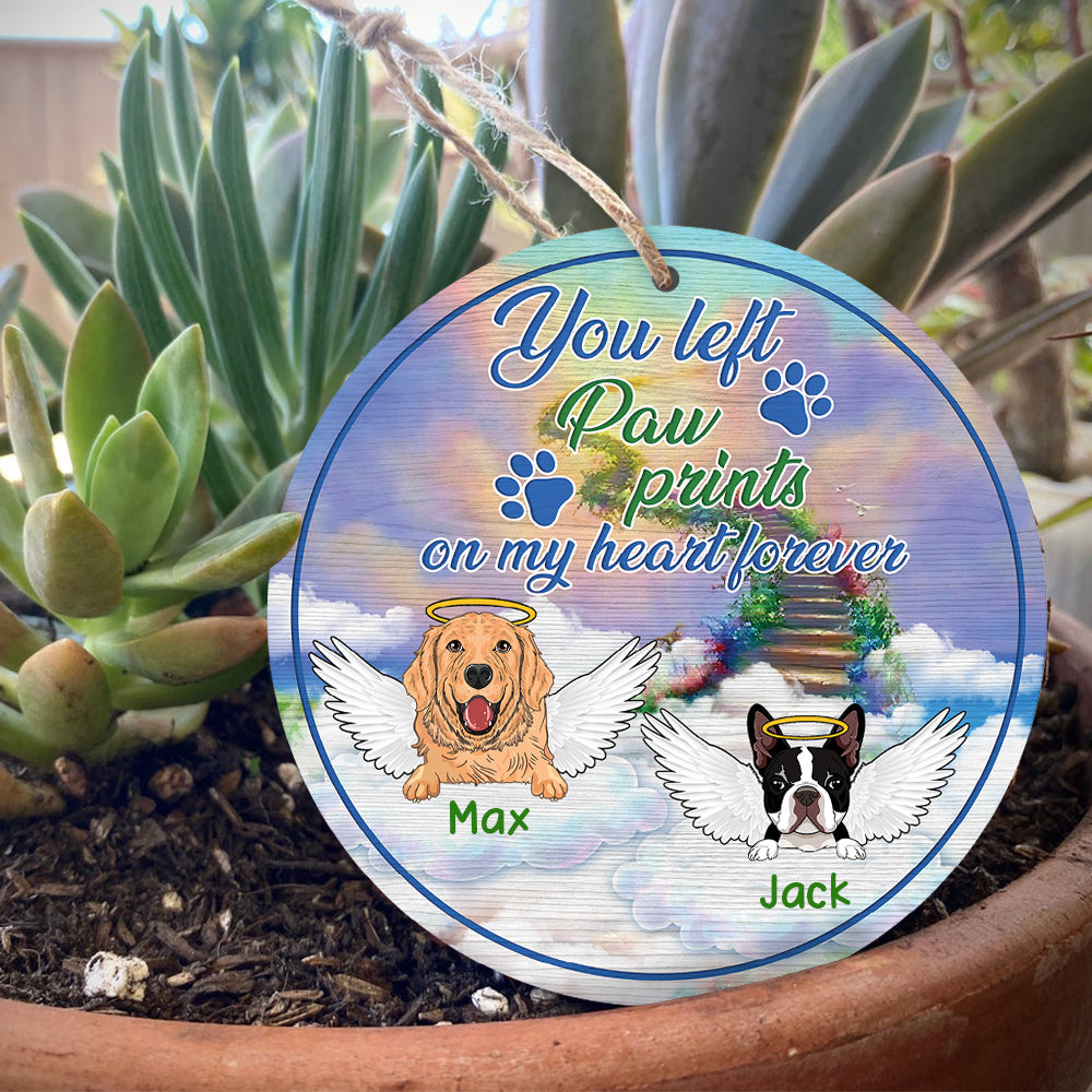 89Customized You left paw prints on my heart forever Angel Dog Dog Memorial Ornament
