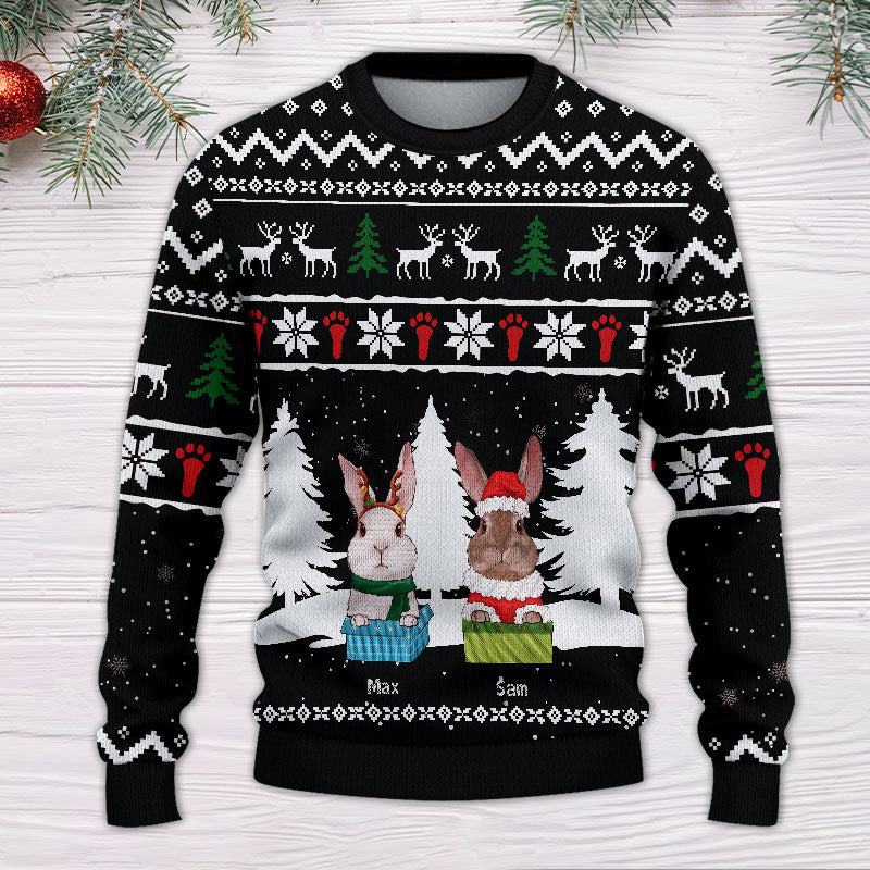 89Customize Winter Bunny Rabbit Lovers Personalized Ugly Sweater