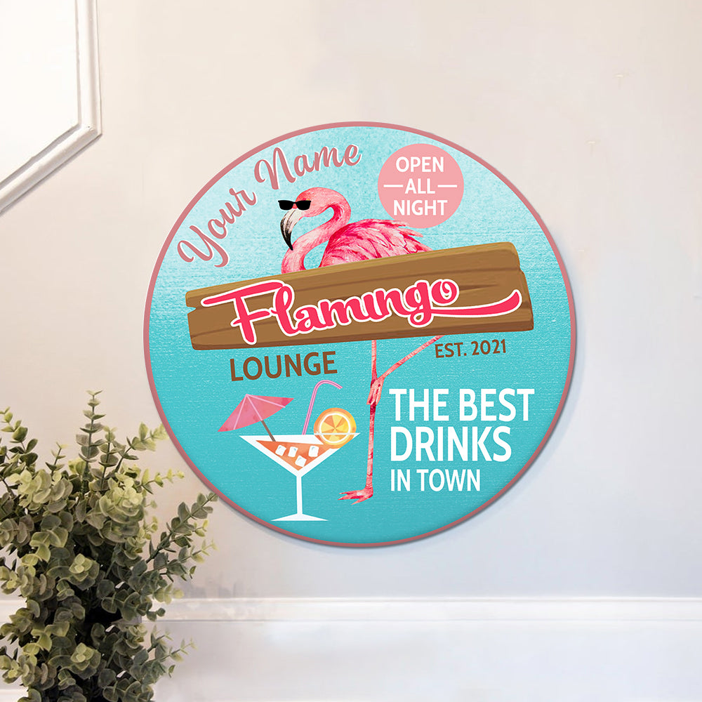 89Customized Flamingo lounge cocktails Customized Wood Sign