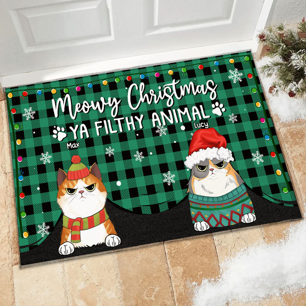 89Customized Meowy Christmas Filthy Animal Cat Lovers Personalized Doormat