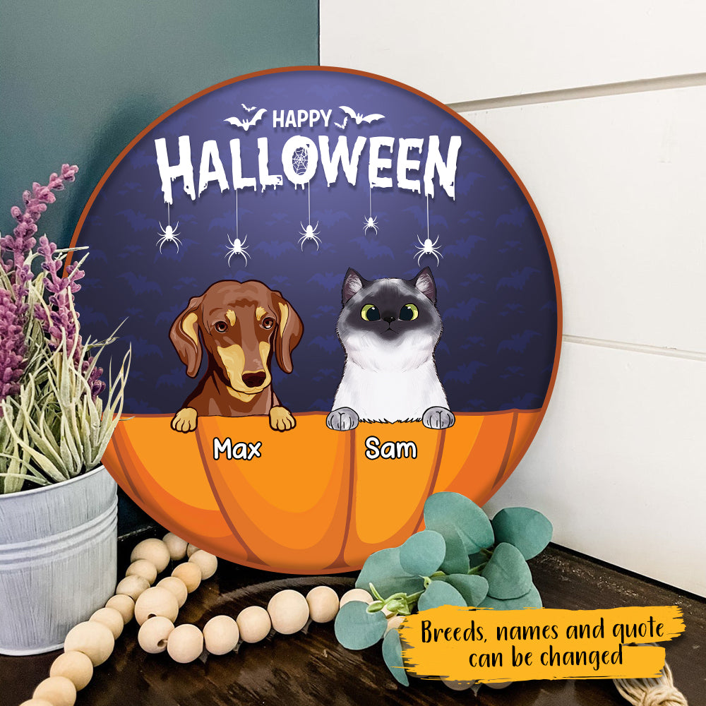 89Customized Happy Halloween Lick Or Treat Dogs/Cats Personalized Wood Sign