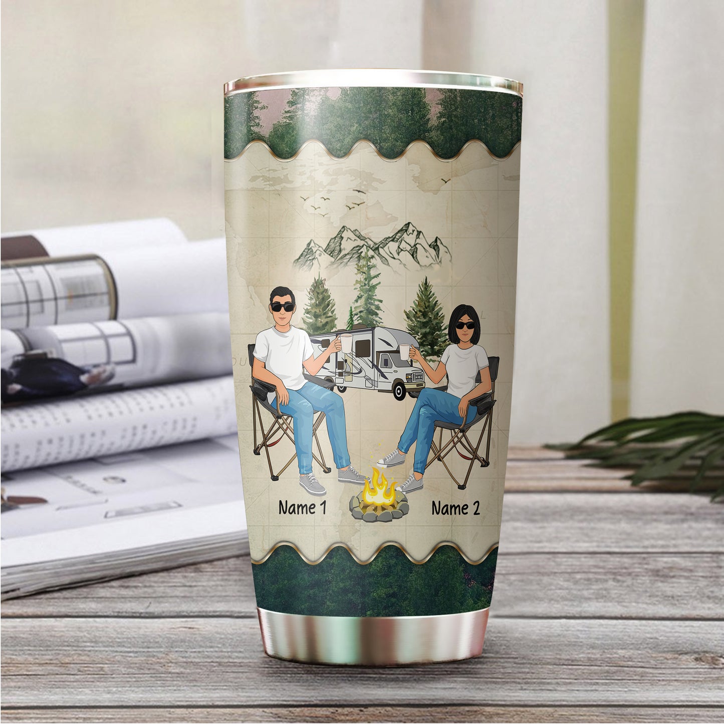 89Customized We're Better Together Camping Couple Personalized Tumbler