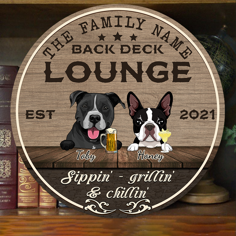 89Customized Back deck Lounge sippin' grillin' & chillin' Customized Wood Sign
