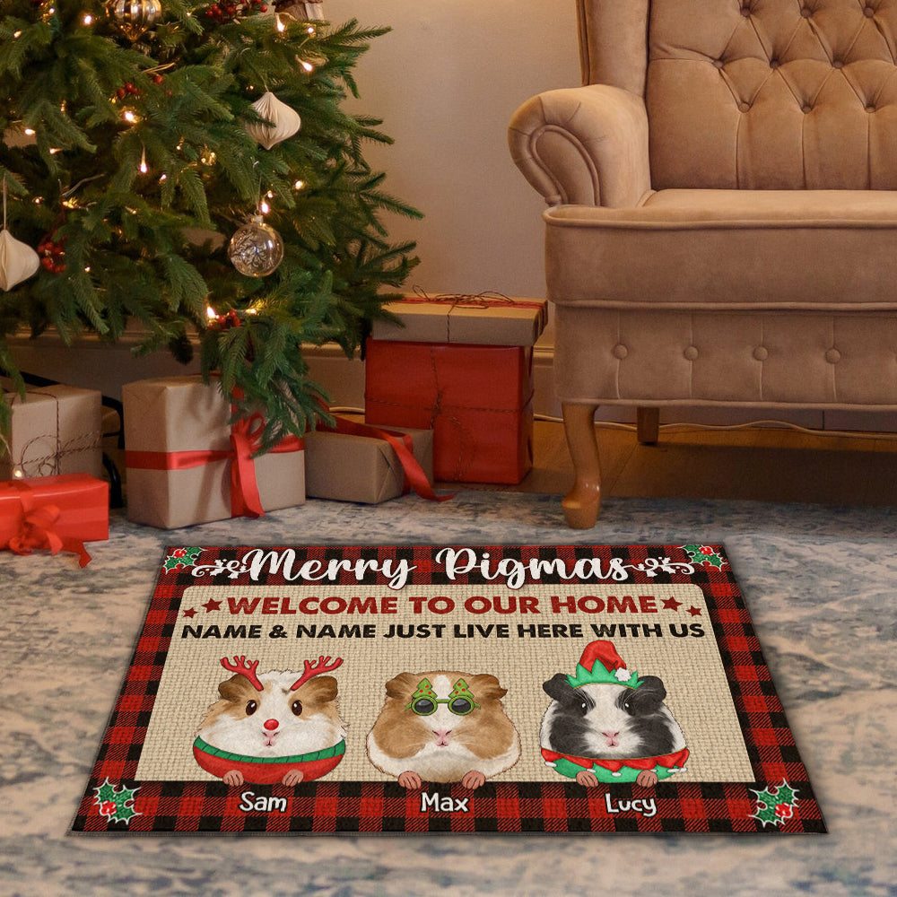 89Customized Merry Pigmas Welcome To The Tiny Overlords' House Personalized Doormat