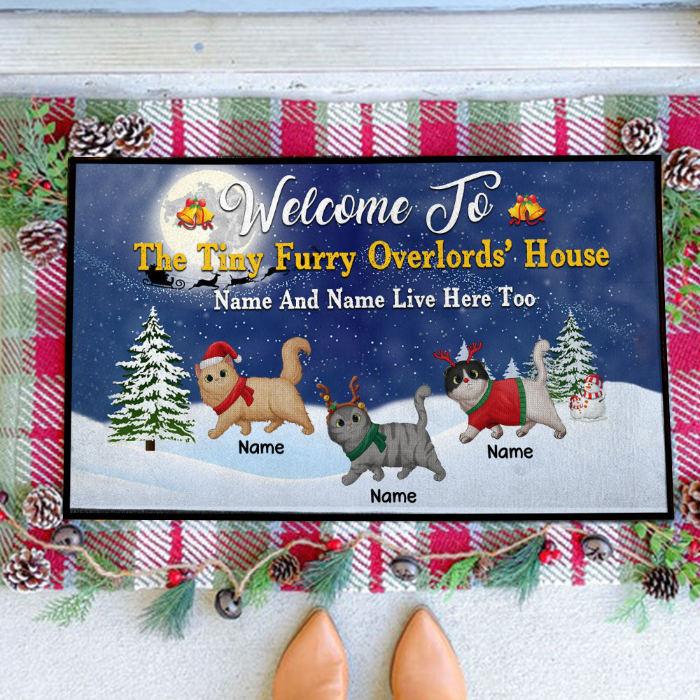 89Customized Welcome to The Tiny Furry Overlords' House Personalized Doormat