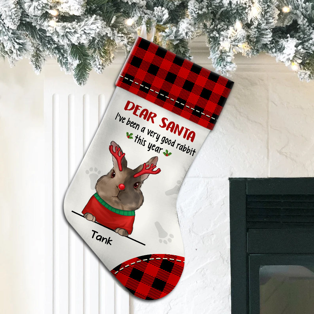 89Customized Dear Santa Rabbit Lovers Personalized Christmas Stocking