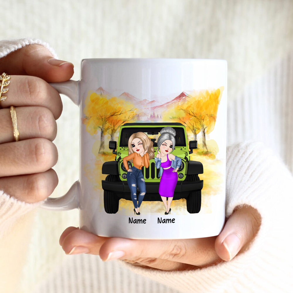 89Customized We are more than besties she's my accomplice and I'm her alibi Jeep besties Customized Mug