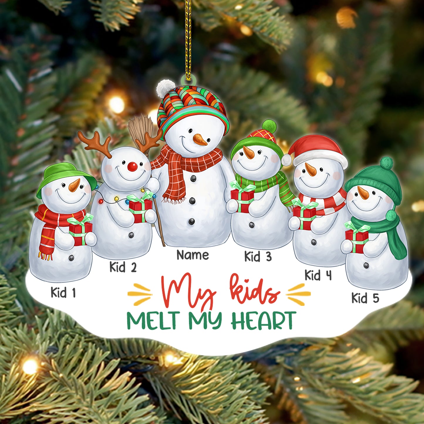 89Customized My kids melt my heart personalized ornament