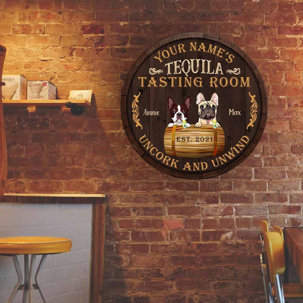89Customized Tequila tasting room dog and cat Customized Wood Sign