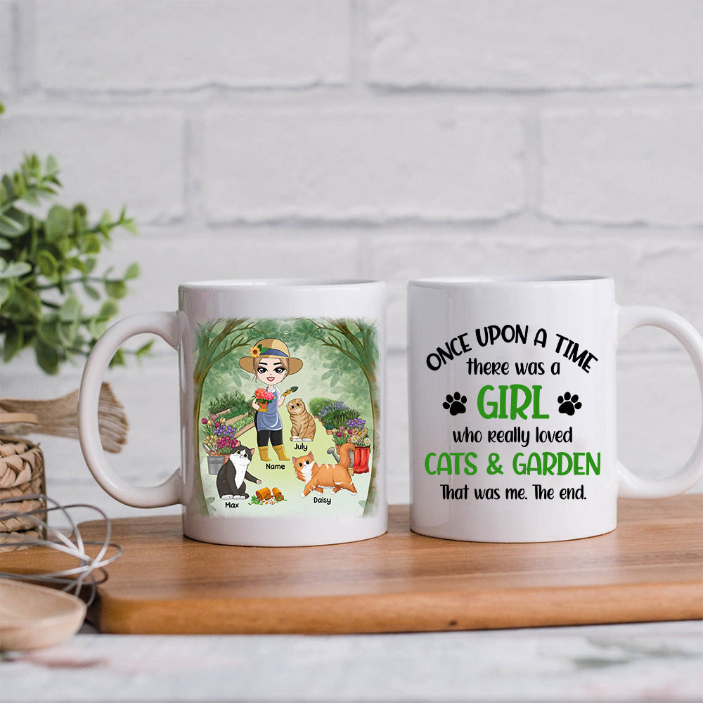 89Customized Once upon a time there was a girl who really loved cats & garden that was me the end Personalized Mug