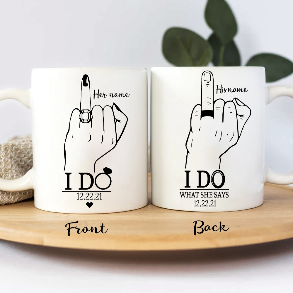 89Customized Ring finger couple personalized mug