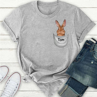 89Customized Peeking Rabbit Rabbit Lovers Personalized 2D Pocket T-Shirt