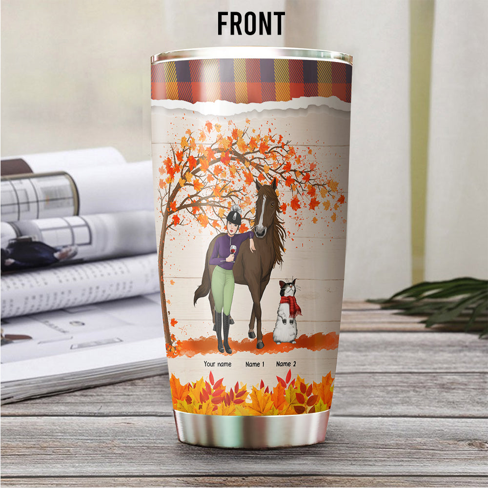 89Customized Thank god for horses and cats personalized tumbler