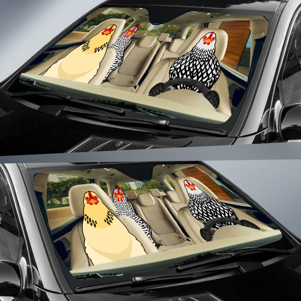 89Customized Funny chickens personalized car sun shade