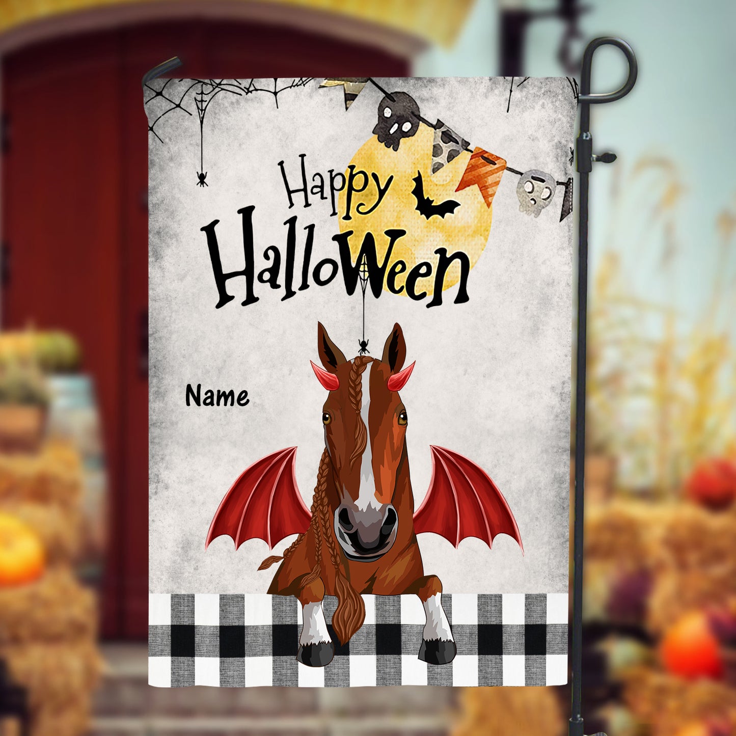 89Customized Happy Halloween Horses 2 personalized flag