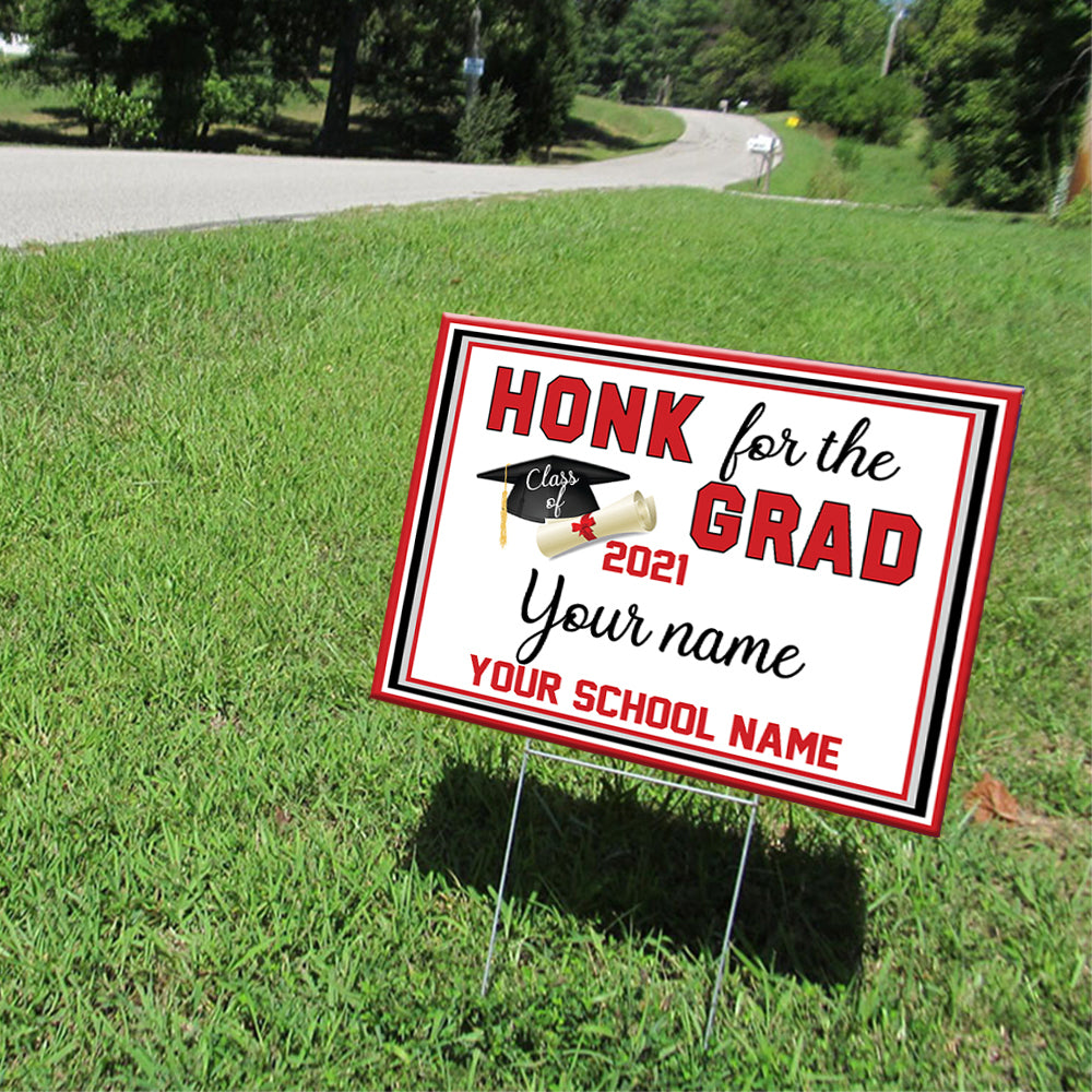 89Customized Personalized Yard Sign Honk For Grad 2021