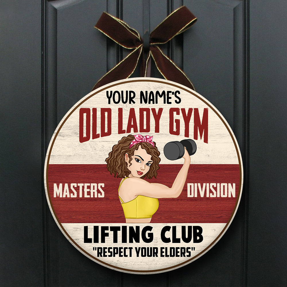 89Customized Old lady gym Customized Wood Sign