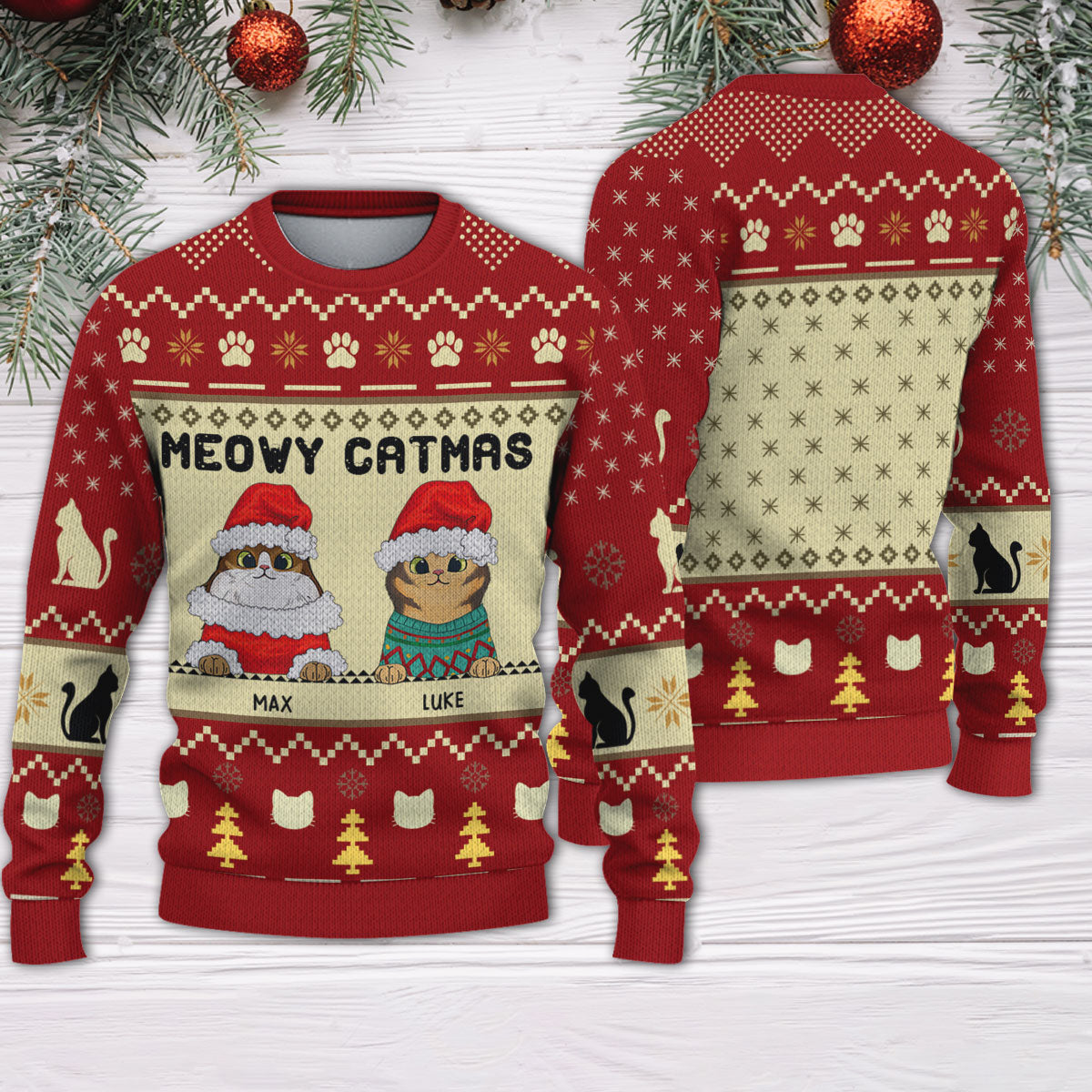 89Customized Meowy Catmas Personalized Sweater