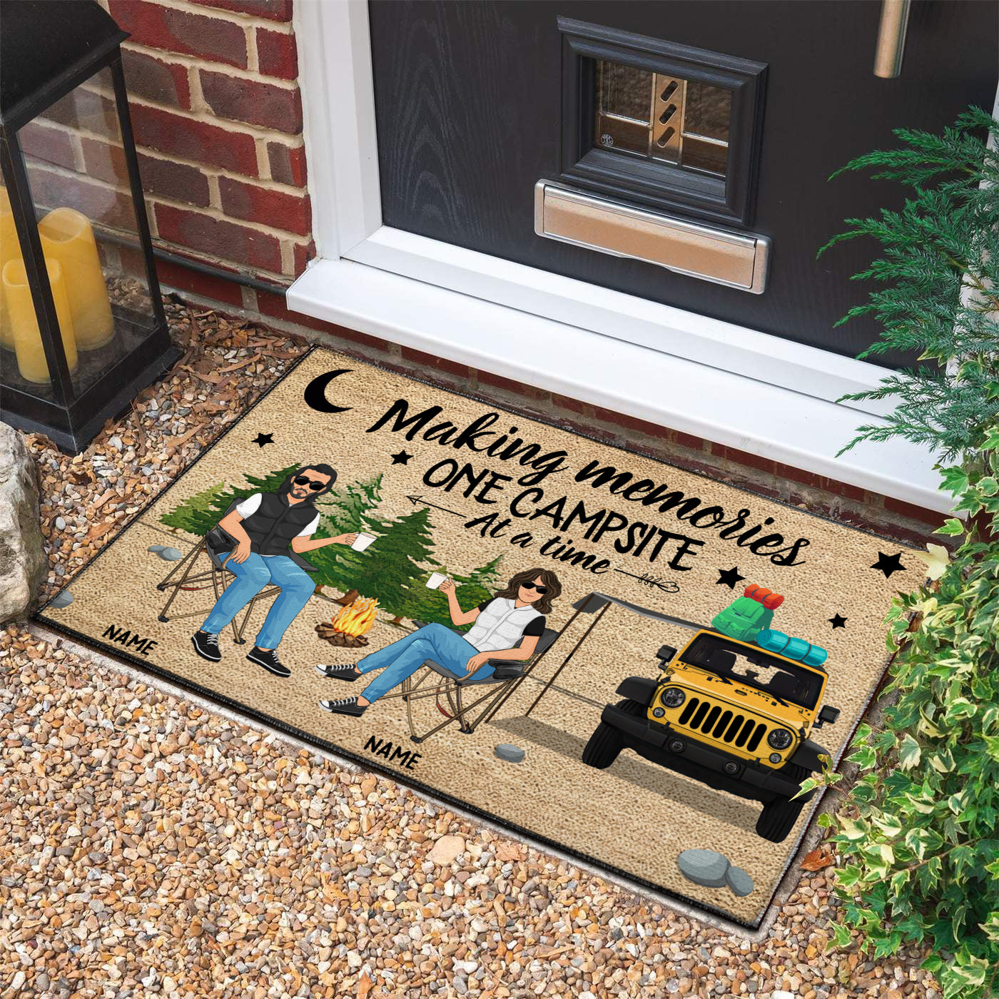 89Customized Making memories one campsite at a time camping Jeep personalized doormat