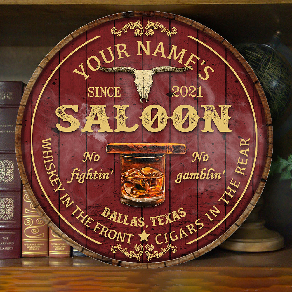 89Customized Saloon Whiskey in the front Cigars in the rear Customized Wood Sign
