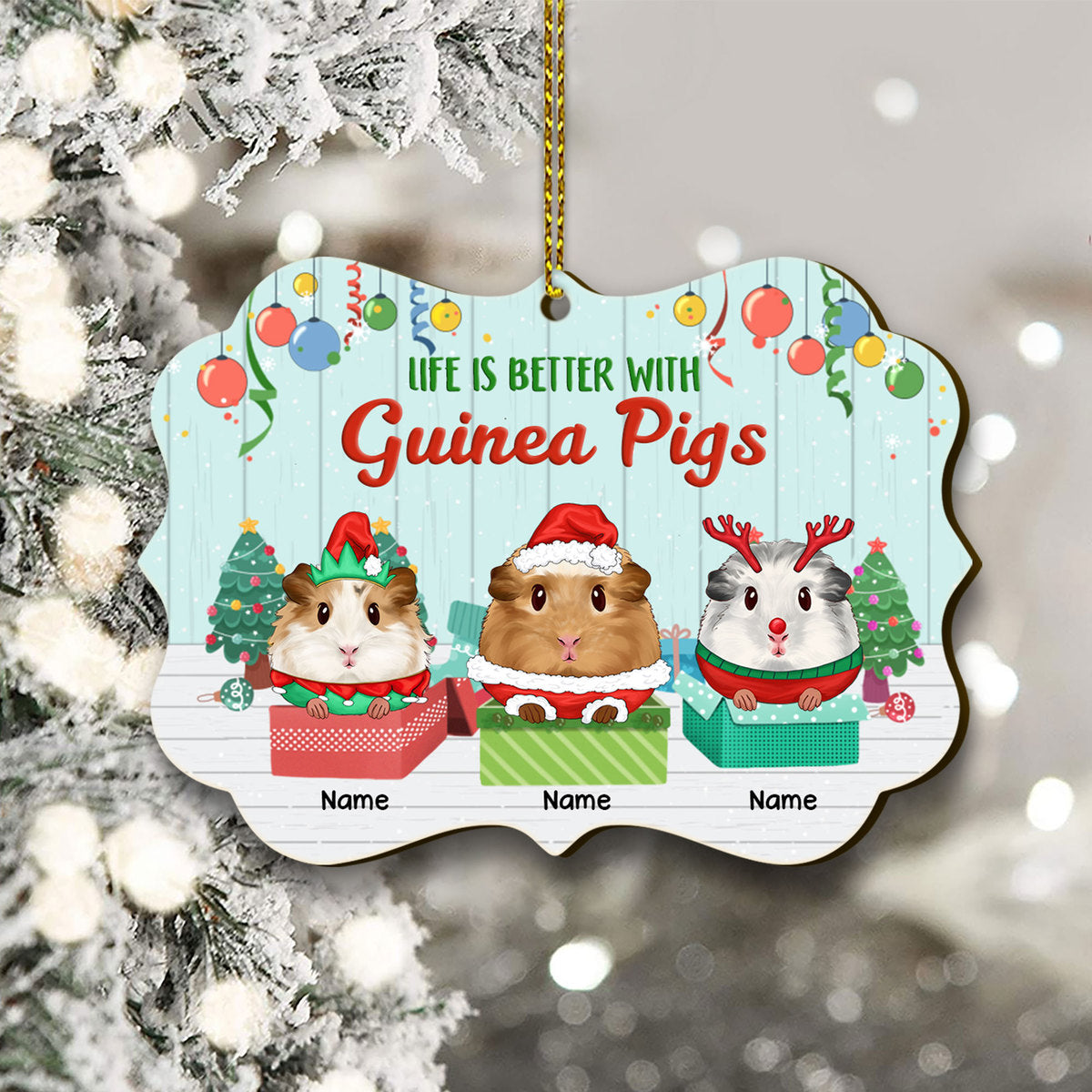 89Customized Life is better with Guinea Pigs Personalized Ornament