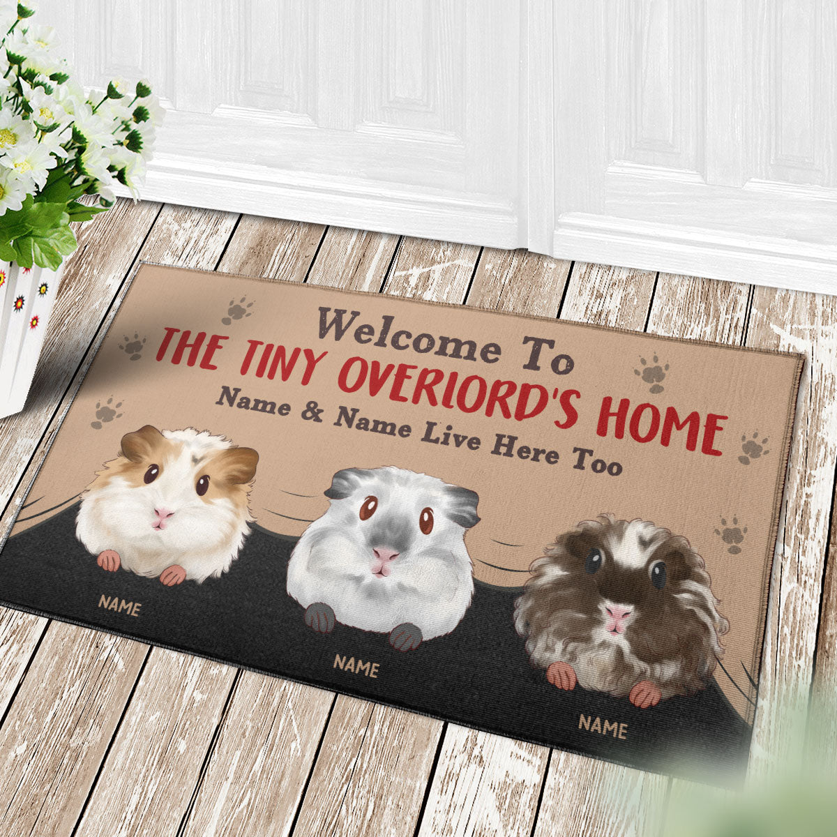 89Customized Welcome To Our Tiny Overloads Guinea Pig Personalized Doormat