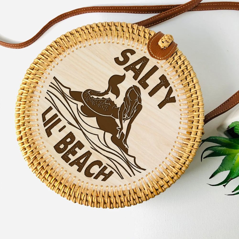 89 Customeized Salty lil' beach rattan straw bag