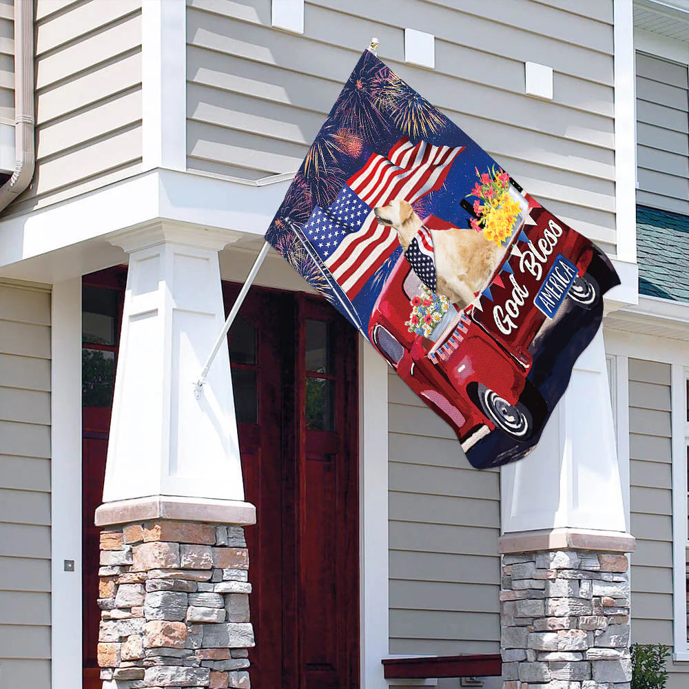 89Customized Patriot Dog 4th of July God bless America Customized Garden Flag