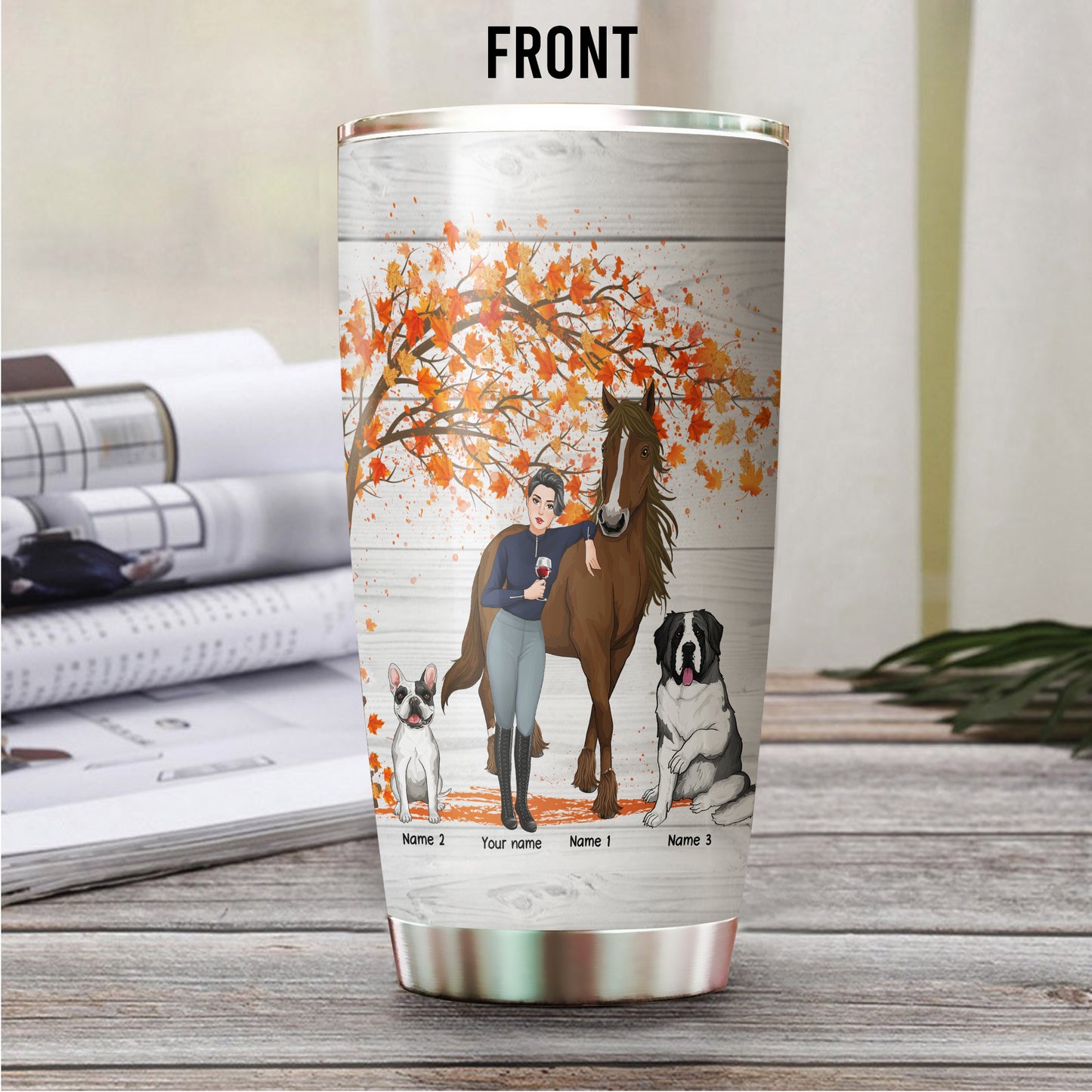 89Customized Thank God For Horses And Dogs Personalized Tumbler