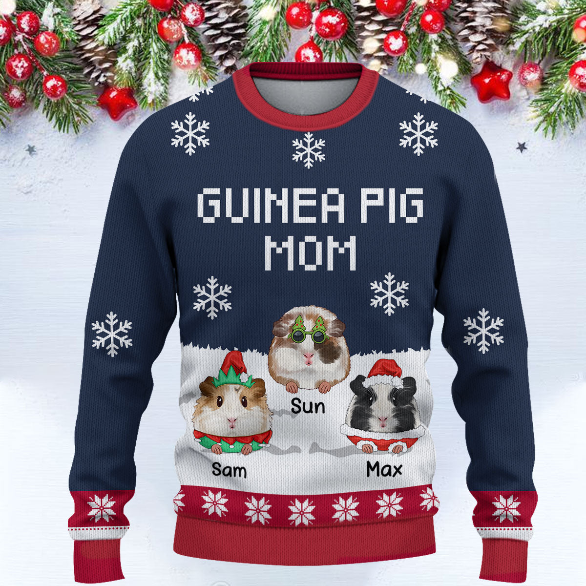 89Customized Guinea Pig Mom Personalized Ugly Sweater