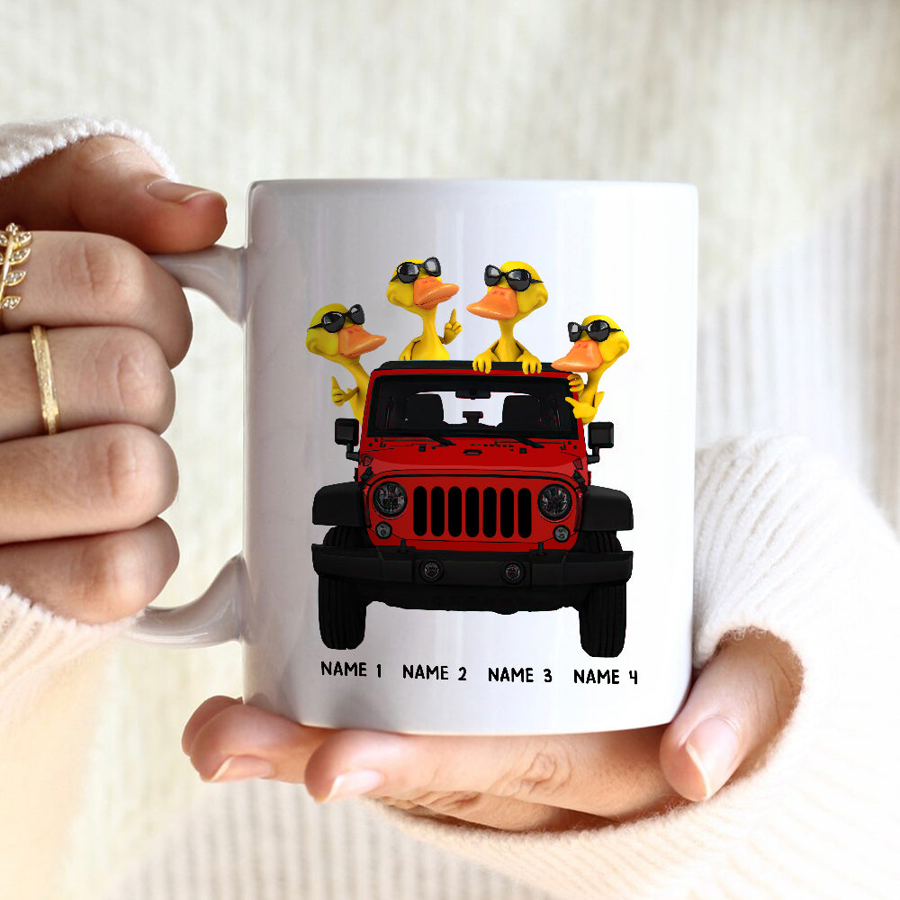 89Customized Let the adventure begin Jeep Ducks Customized Mug