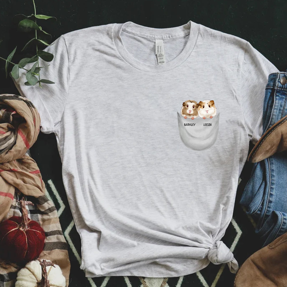 89Customized Peeking Guinea Pig Personalized 3D Pocket Shirt